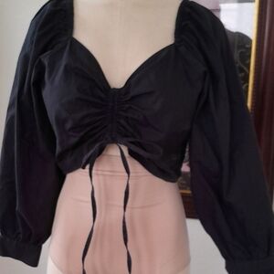 Levi's, Ballon Sleeve, Front Tie, Cotton Crop Top